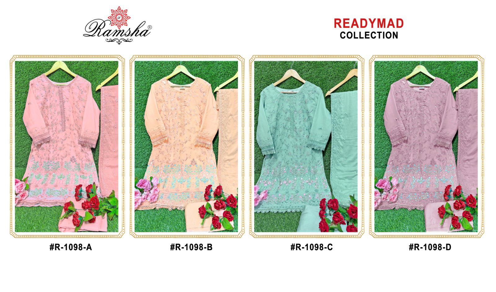 R 1098 By Ramsha Readymade Pakistani Suits Catalog